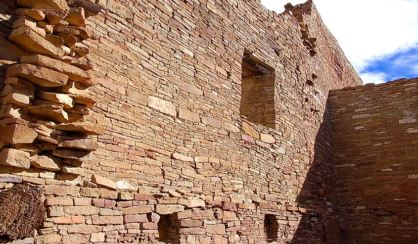Chaco Canyon Anizazi great house interior ruins in Northern New Mexico