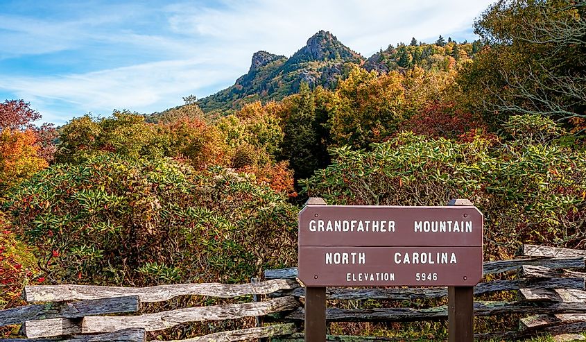 Grandfather Mountain State park in fall season.