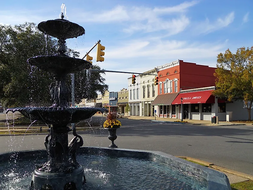 MacMonnie's Fountain in downtown Eufaula, Alabama.