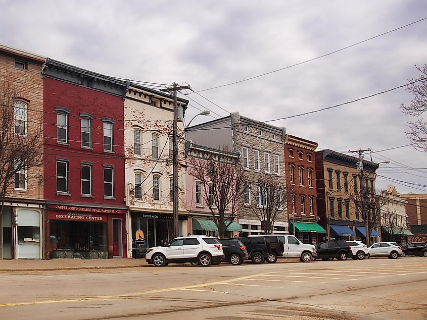 Downtown Clayton, New York on an overcast, early spring morning