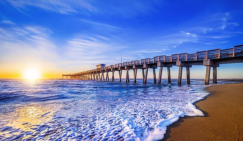 Famous pier of Venice, Florida at sunset