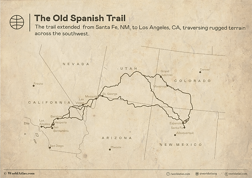 Infographic showing the route of the Old Spanish Trail