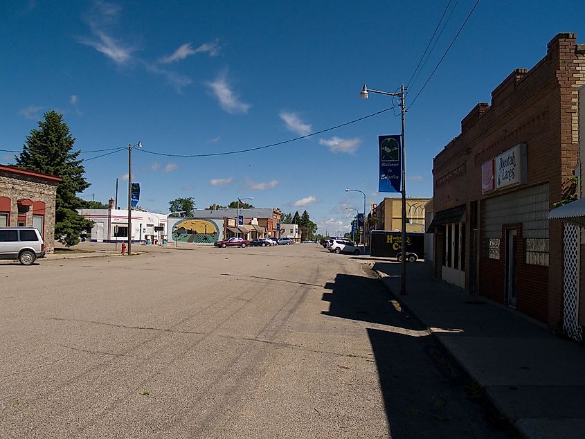 Business district in Edgeley, North Dakota.