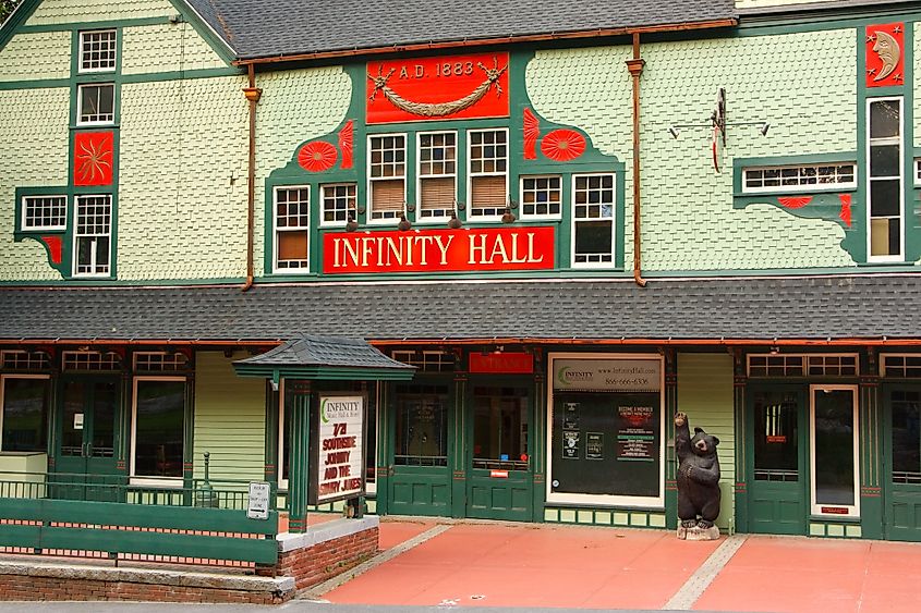 The front of the historic Infinity Music Hall in Norfolk, Connecticut.
