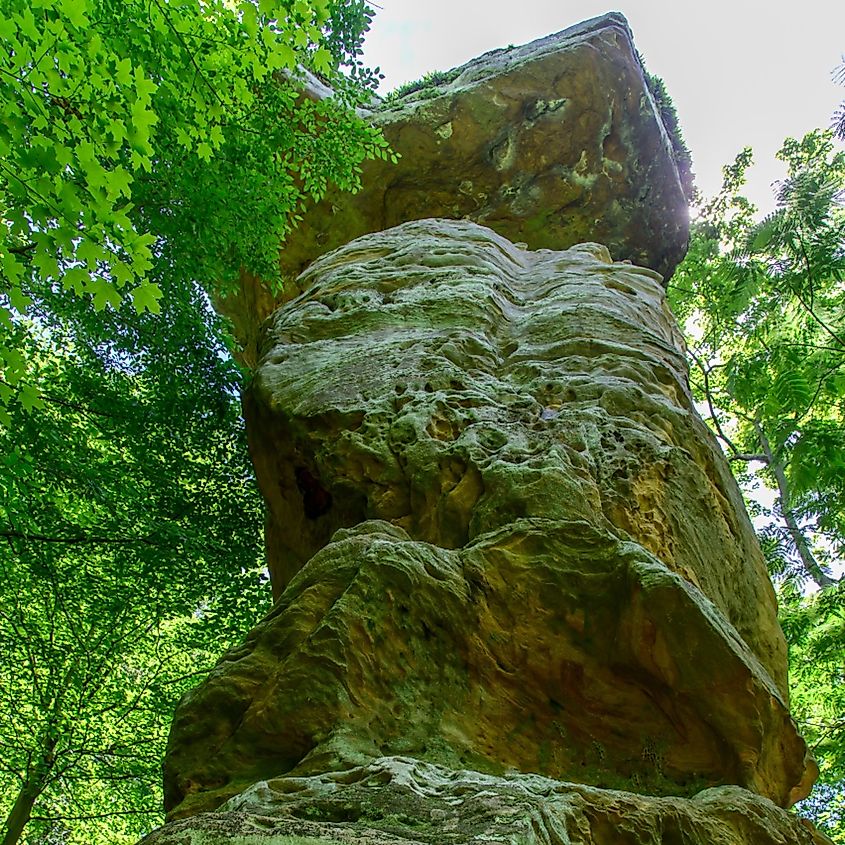 Jug Rock, a towering rock formation, near Shoals, Indiana.