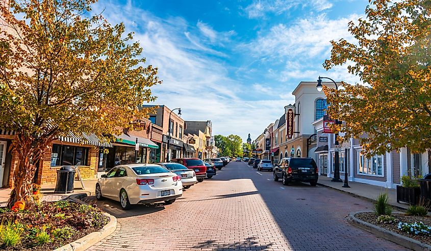 Street view in Woodstock Town of Illinois