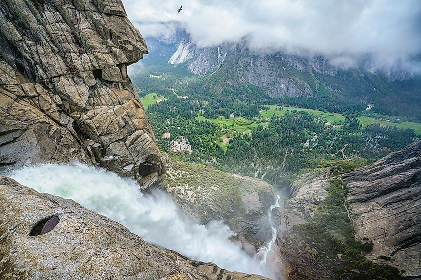 Hiking the upper Yosemite Falls Trail in Yosemite National Park in California