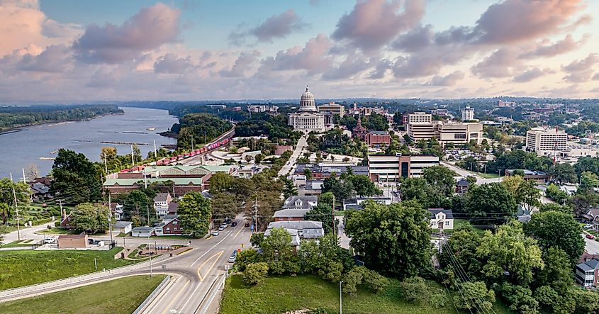 Aerial view of Jefferson City, Missouri.