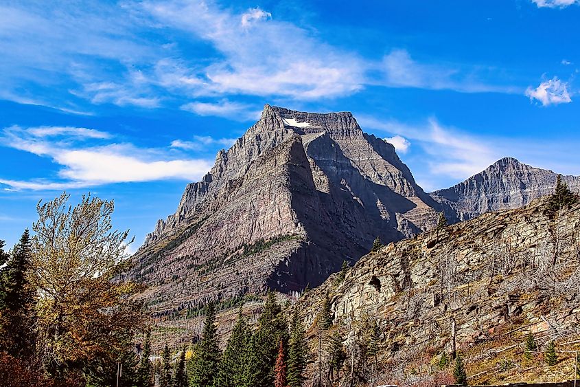 Autumn on Going to the Sun Mountain in Glacier National Park in Montana.