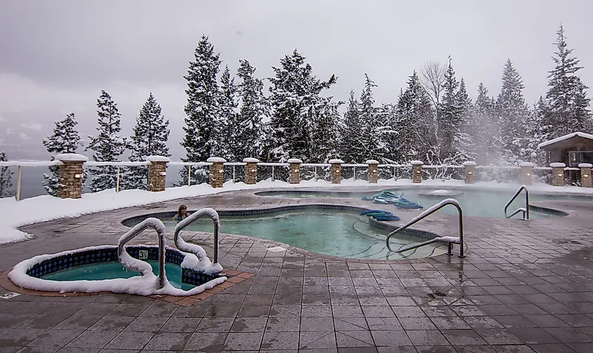 Halcyon Hot Springs in Nakusp, British Columbia.