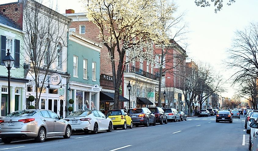 Street in old town Fredericksburg, Virginia.