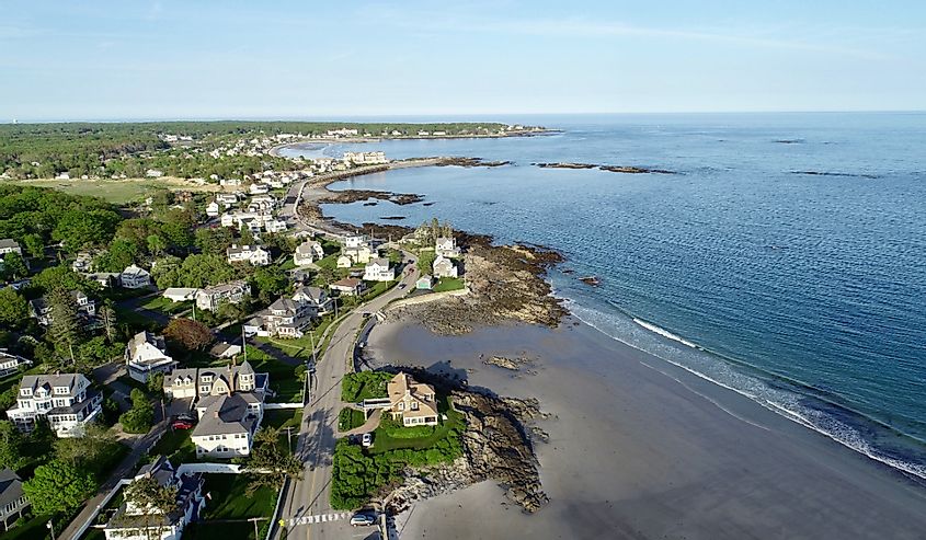Gorgeous homes sit on the rocky shores of Kennebunkport beach