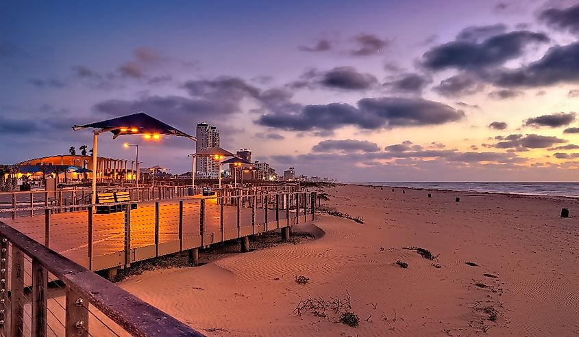 Public Boardwalk at Isla Blanca Park, South Padre Island, Texas USA