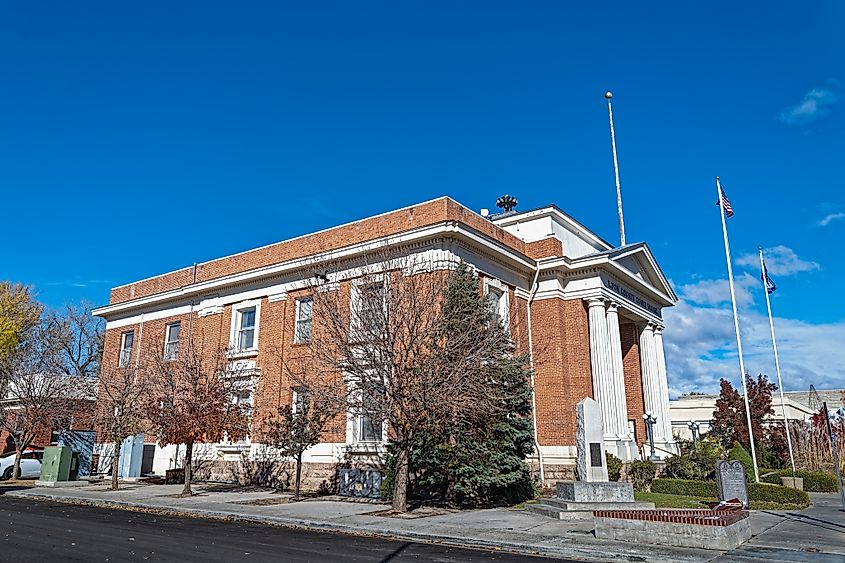 The south side of the Lyon County Courthouse in Yerington, Nevada.