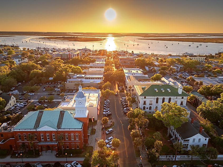 Aerial view of Fernandina Beach, Florida.