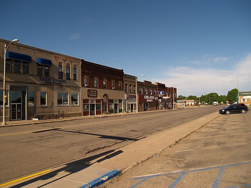 Downtown view of Jamestown in North Dakota.