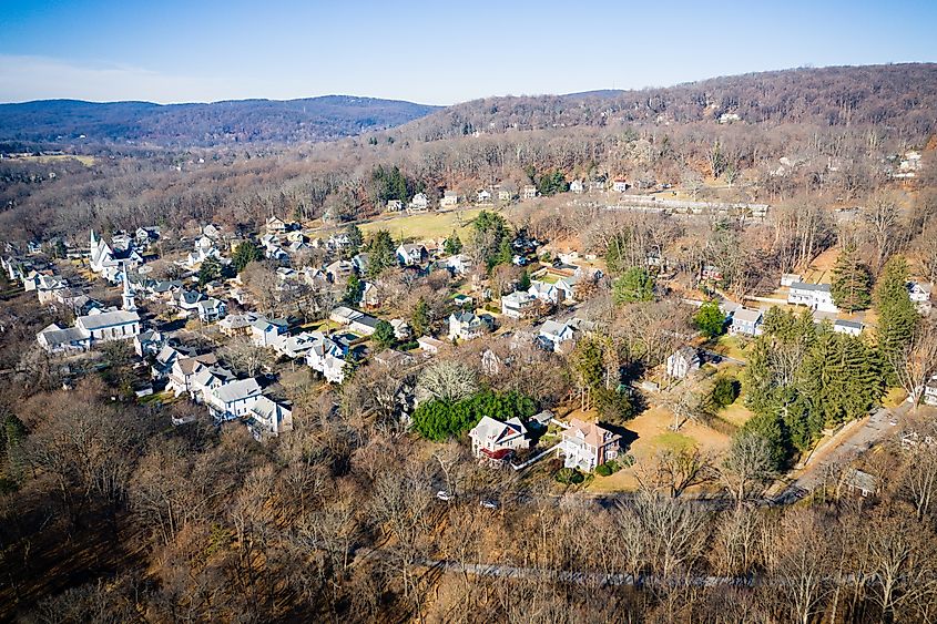Aerial view of the town of High Bridge, New Jersey.