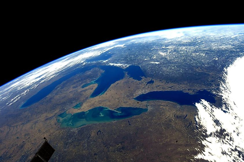 The Great Lakes seen from the International Space Station in early spring