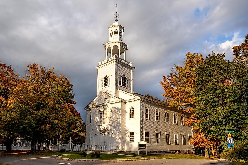 Vermont's first Protestant church, the "Old First" Congregational Church. It was built in 1805 by Lavius Fillmore, via Brian Logan Photography / Shutterstock.com
