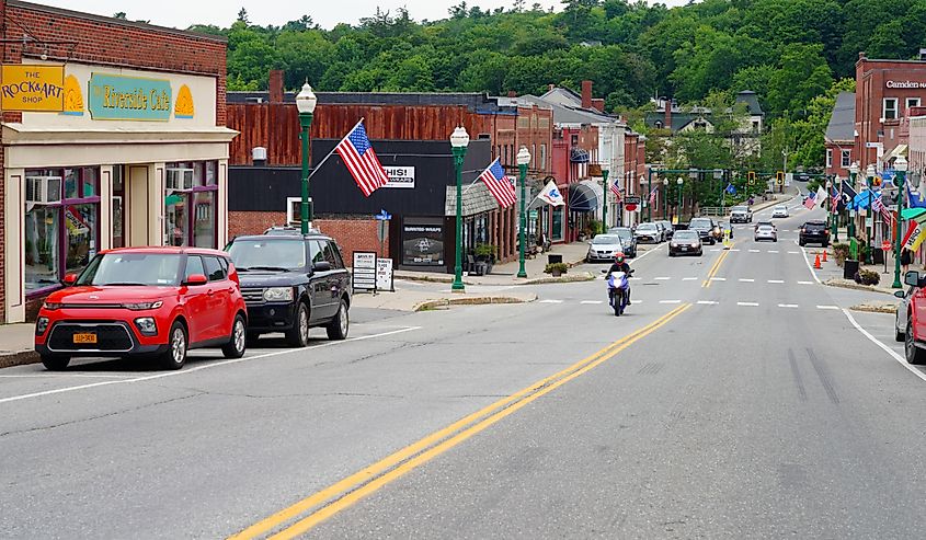 View of downtown Ellsworth, a city in Hancock County, Maine, United States.