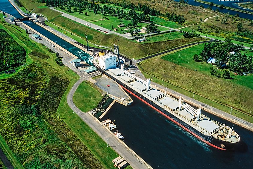 Aerial image of St. Lawrence Seaway, Ontario, Canada