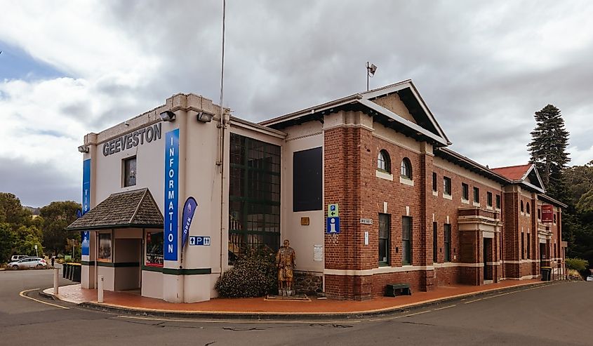 Downtown street in Geeveston, Tasmania.
