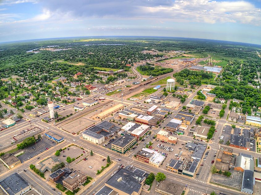 Aerial view of Brainerd, Minnesota.
