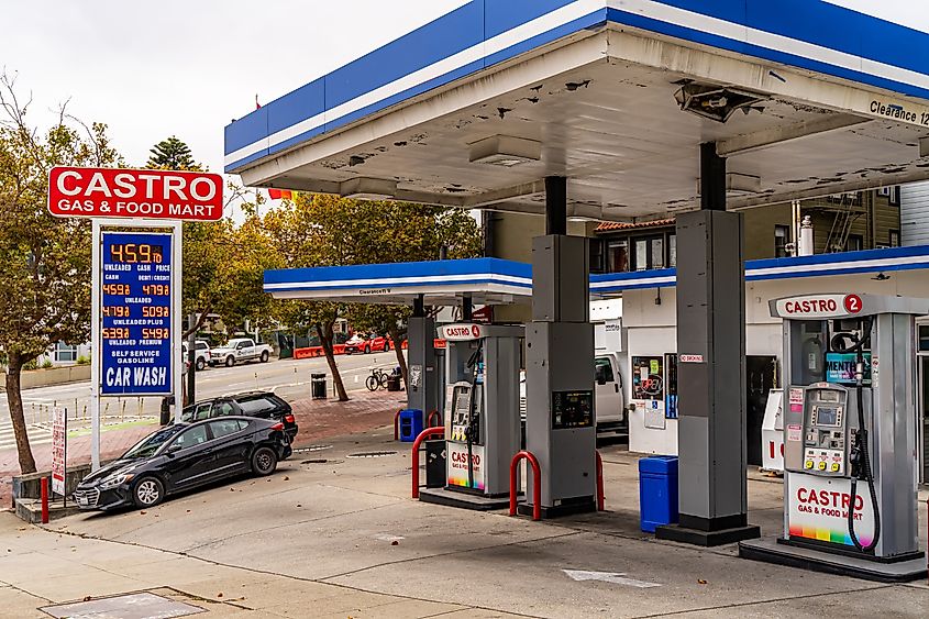 Castro Gas and Food Mart in the Castro District, San Francisco, California. Editorial credit: Iv-olga / Shutterstock.com