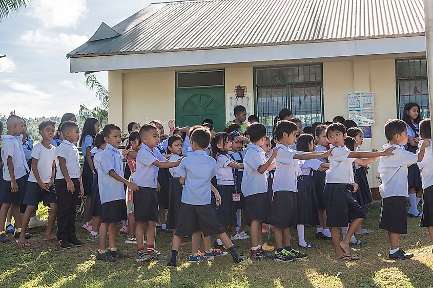 Students at a rural elementary school in Tubigon, Philippines