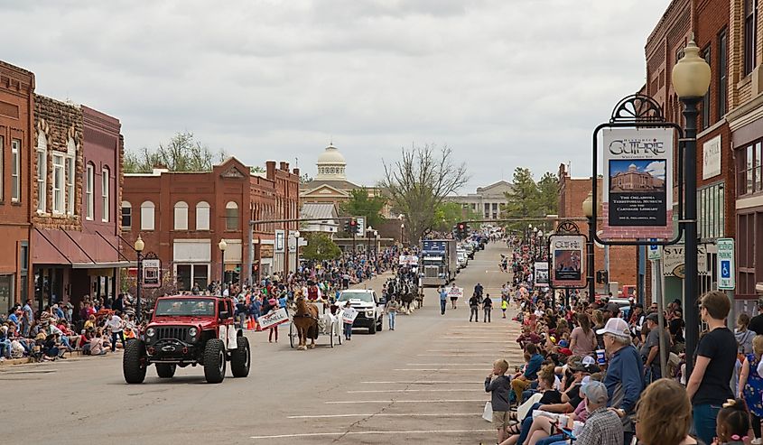 Eighty-Niner Day Celebration Parade, April event commemorating Oklahoma's first land run, Guthrie, Oklahoma