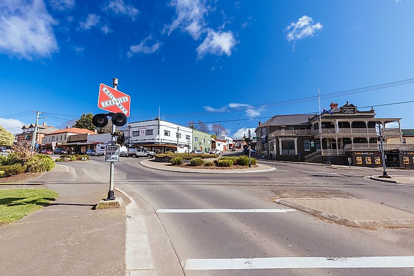 The rural historic town of Deloraine near Launceston in Tasmania, Australia.