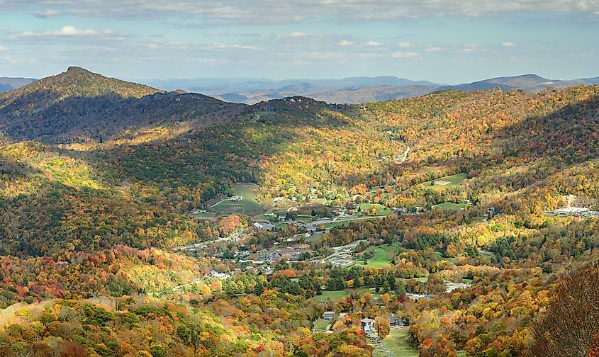 From the top of Sugar Mountain looking at Tyne Castle in Banner Elk North Carolina Blue Ridge Mountains