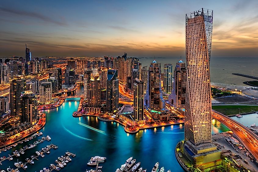 The beauty of marina just from the top in Dubai