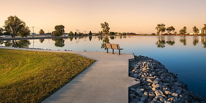 Riverbank footpath at Deshler Reservoir Park in Ohio