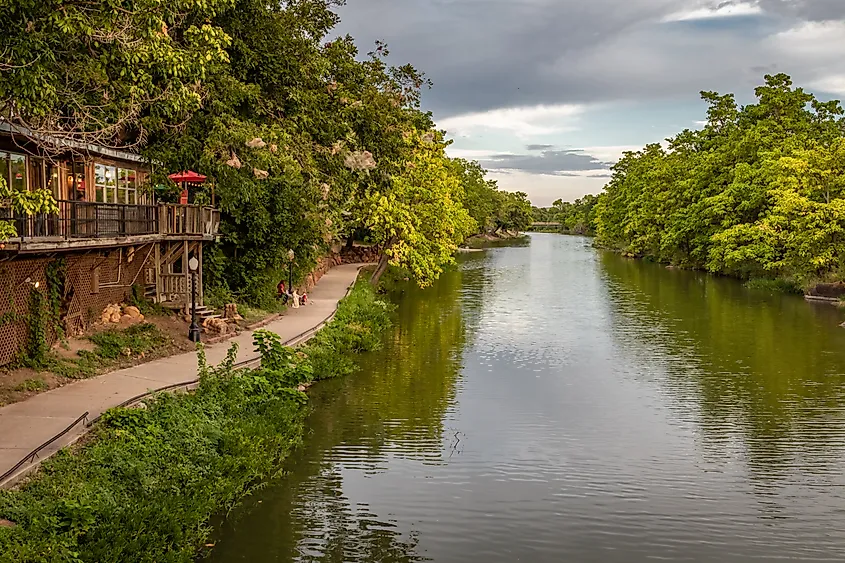  View of Medicine Creek in Medicine Park, Oklahoma.