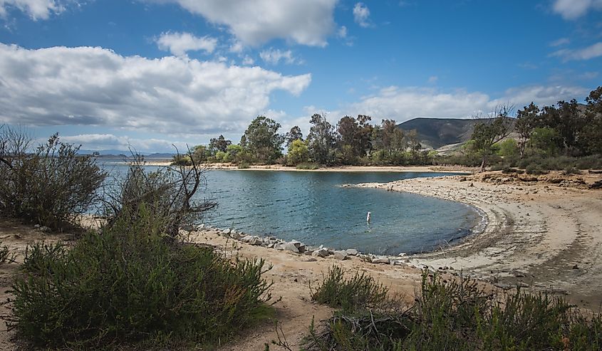 Lake Skinner Reservoir Recreation Area on a Cloudy Day in Temecula, Riverside County, California