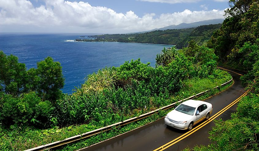 The road to Hana in Maui at Kaumahina State Wayside Park Hawaii.