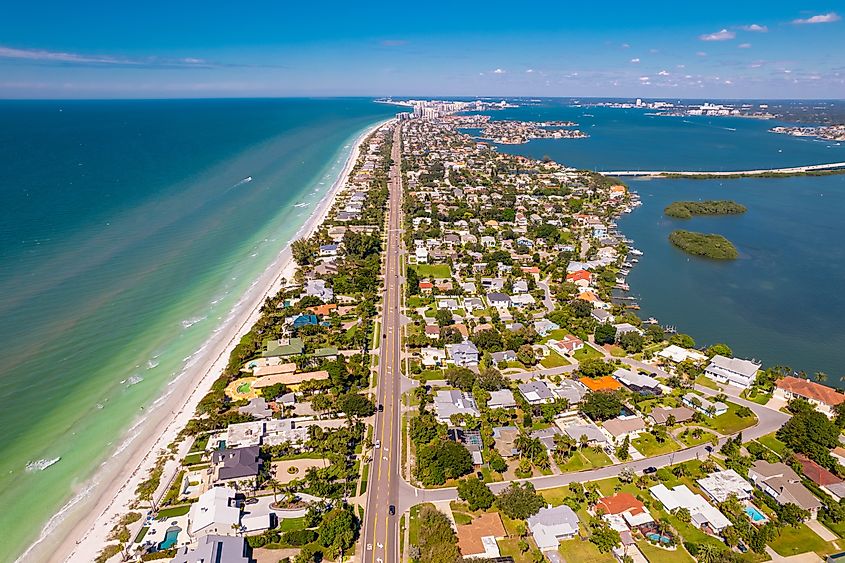 Aerial view of Indian Rocks Beach, Florida.