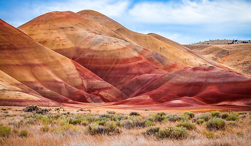 Colorful clay hills in the Painted Hills of Oregon