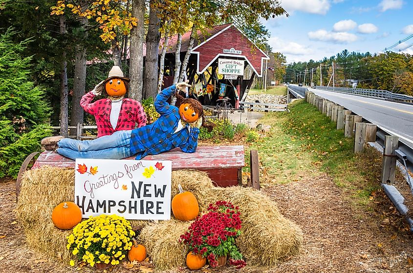 Halloween Decoration in Front of the Covered Bridge Gift Shop, via Albert Pego / Shutterstock.com