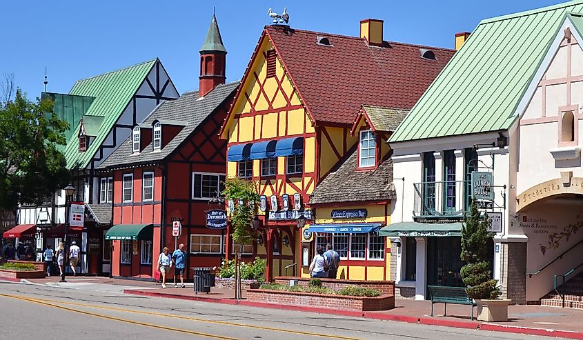 A view of the Danish Village of Solvang located in northern Santa Barbara County, California.