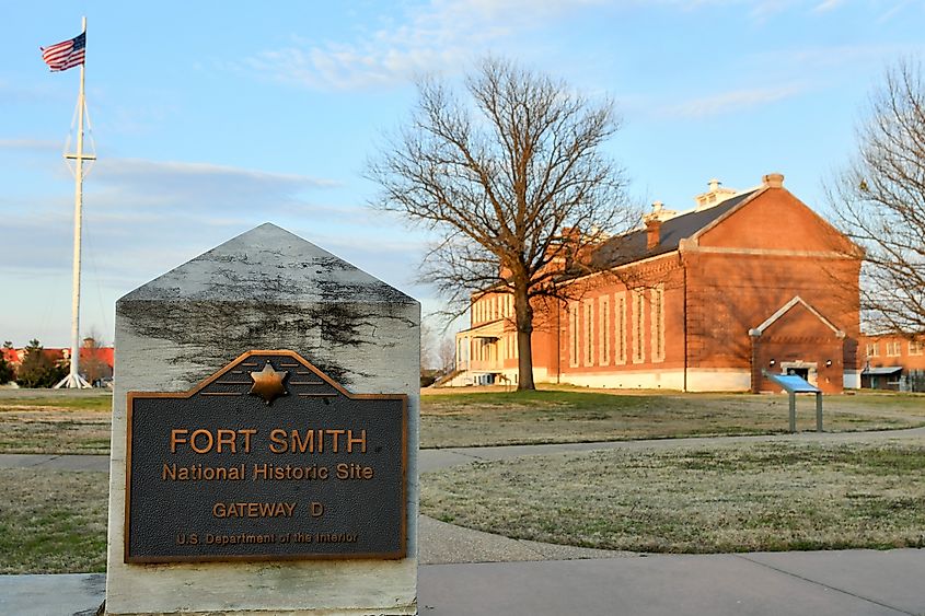 National Historic Site sign at Fort Smith, Arkansas.