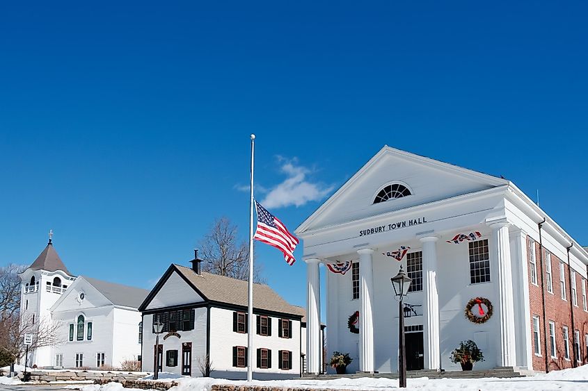 Sudbury Town Center in MA, USA, known for its historical significance.