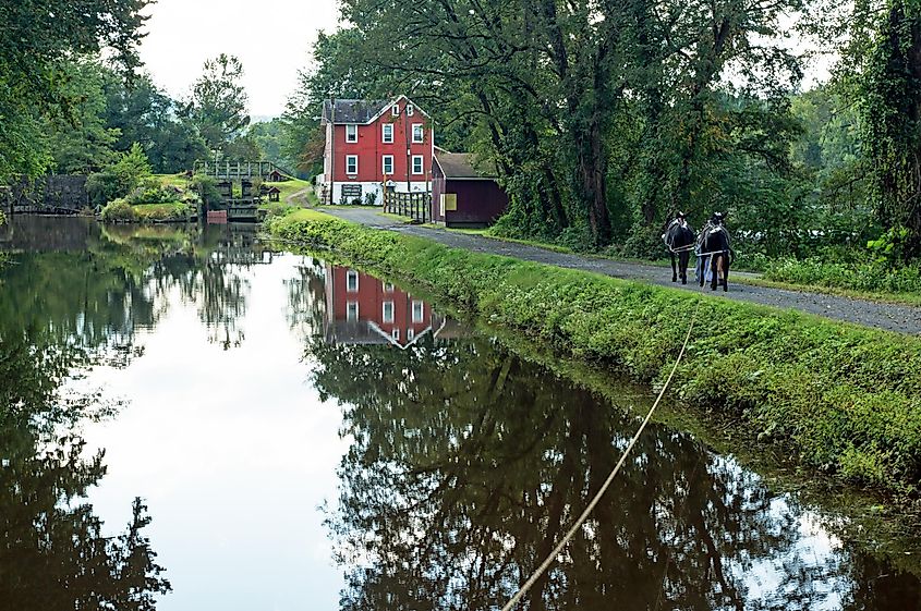 Locktender's House during Autumn on the Historic Lehigh Canal in Easton,Pennsylvania