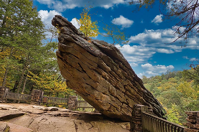 The Balanced Rock in Creek State Park.