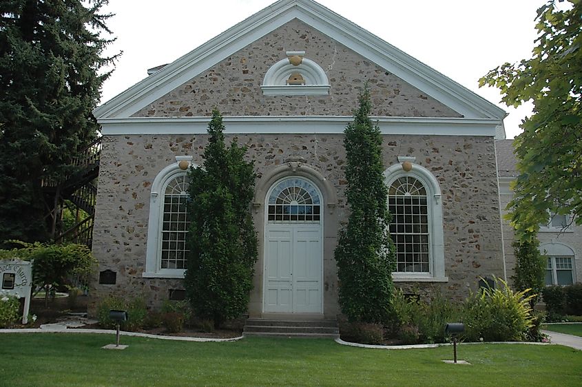 The Old Rock Church, a historic church building located in Providence, Utah, United States.