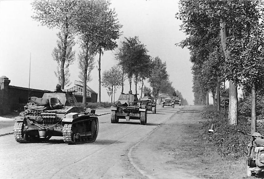 German Panzer II tanks in western Belgium, May 1940.