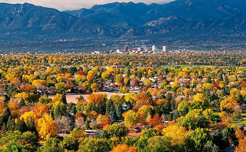 Downtown Colorado Springs as seen from Grandview Lookout in Palmer Park