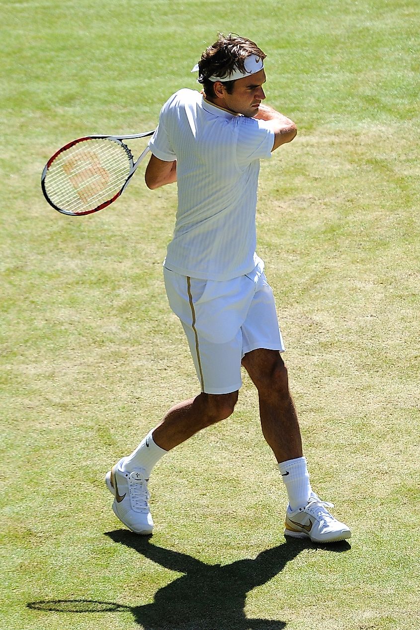 Roger Federer is an eight-time champion, an all-time men's record.In Wikipedia. https://en.wikipedia.org/wiki/List_of_Wimbledon_gentlemen%27s_singles_champions By Justin Smith - originally posted to Flickr as Roger Federer - Wimbledon 2009, CC BY-SA 2.0, https://commons.wikimedia.org/w/index.php?curid=7231734