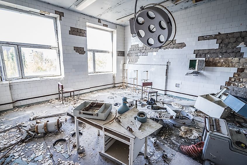 An abandoned operating room in Pripyat City Hospital Number 126.